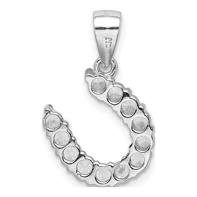 Sterling Silver CZ Horseshoe Pendant – view 5