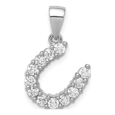 Sterling Silver CZ Horseshoe Pendant