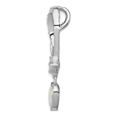 Sterling Silver Lab-Created Opal & CZ Heart Pendant – view 3