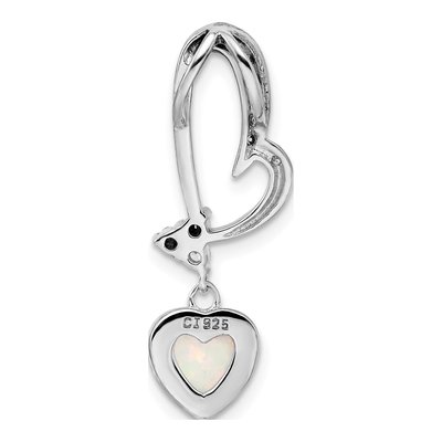 Sterling Silver Lab-Created Opal & CZ Heart Pendant – view 5
