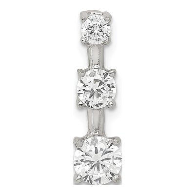 Sterling Silver CZ 3-Stone Pendant