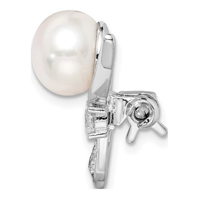 Sterling Silver CZ & Pearl Pin Brooch – view 2