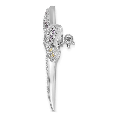 Sterling Silver CZ Dragonfly Pin | Rhodium-Plated – view 3