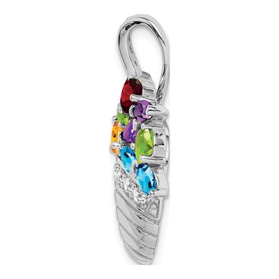 Sterling Silver Multi-Color CZ Basket Pendant & Pin – view 3