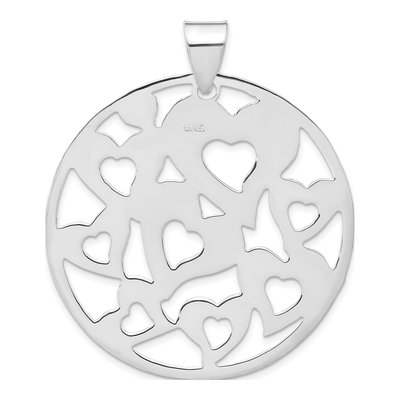 Sterling Silver Cut-Out Hearts Circle Pendant – view 4