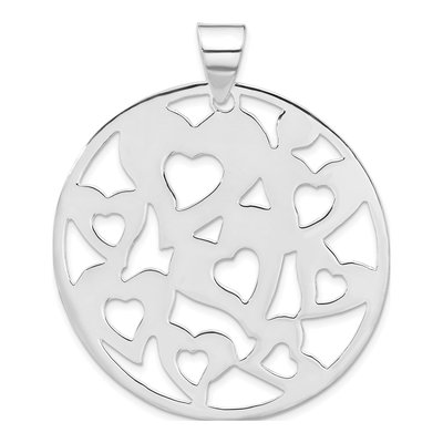 Sterling Silver Cut-Out Hearts Circle Pendant