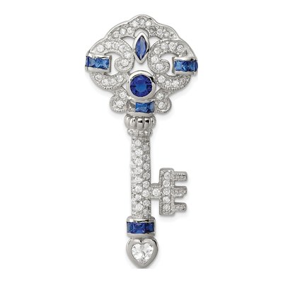 Sterling Silver CZ Clear Key Charm