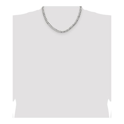 Sterling Silver 5.9mm Diamond-Cut Flat Pave Curb Chain – view 4