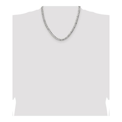 Sterling Silver 5.9mm Diamond-Cut Flat Pave Curb Chain – view 4