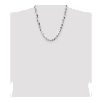Sterling Silver 5.9mm Diamond-Cut Flat Pave Curb Chain – view 4