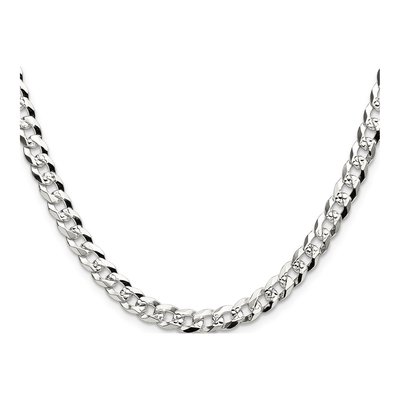 Sterling Silver 5.9mm Diamond-Cut Flat Pave Curb Chain – view 2