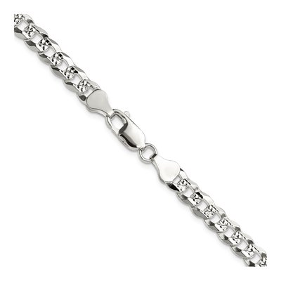 Sterling Silver 5.9mm Diamond-Cut Flat Pave Curb Chain – view 3