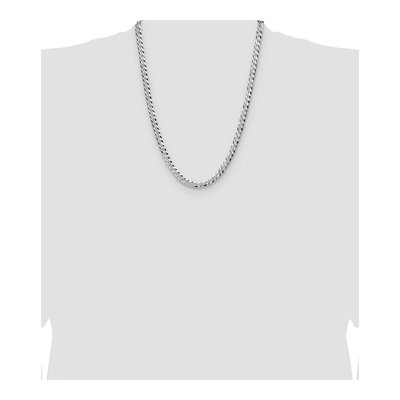 Sterling Silver 5.9mm Diamond-Cut Flat Pave Curb Chain – view 4