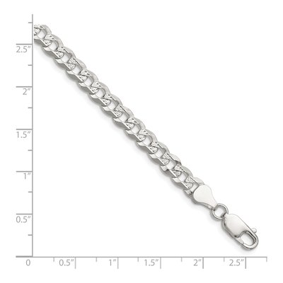 Sterling Silver 5.9mm Diamond-Cut Flat Pave Curb Chain Bracelet – view 2