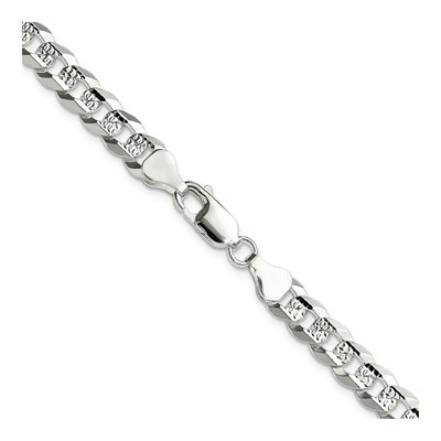 Sterling Silver 6.75mm Diamond-Cut Flat Pave Curb Chain – view 3