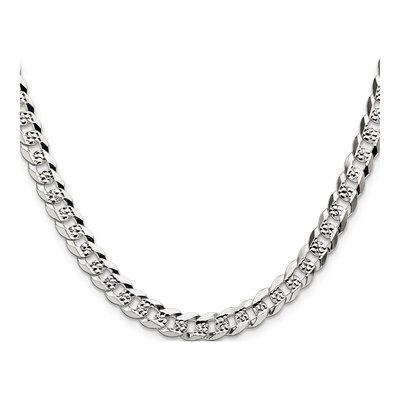 Sterling Silver 6.75mm Diamond-Cut Flat Pave Curb Chain – view 2