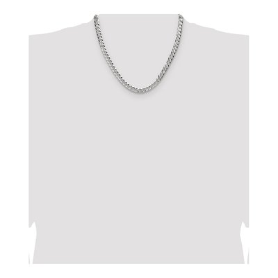 Sterling Silver 6.75mm Diamond-Cut Flat Pave Curb Chain – view 4