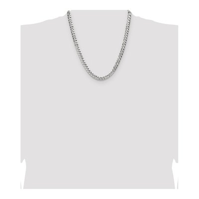 Sterling Silver 6.75mm Diamond-Cut Flat Pave Curb Chain – view 4