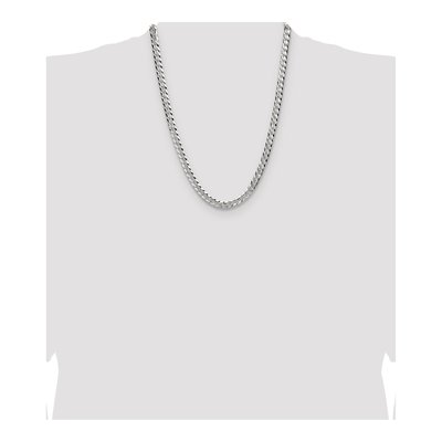 Sterling Silver 6.75mm Diamond-Cut Flat Pave Curb Chain – view 4