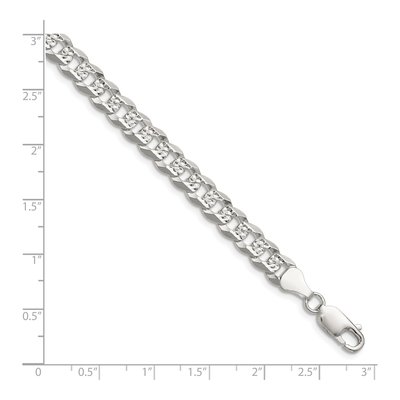 Sterling Silver 6.75mm Diamond-Cut Flat Pave Curb Chain Bracelet – view 2