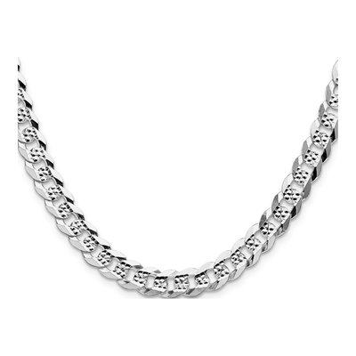 Sterling Silver 7.9mm Diamond-Cut Flat Pave Curb Chain – view 2