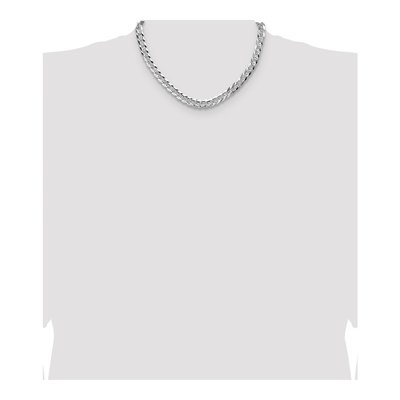 Sterling Silver 7.9mm Diamond-Cut Flat Pave Curb Chain – view 4
