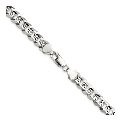 Sterling Silver 7.9mm Diamond-Cut Flat Pave Curb Chain – view 3