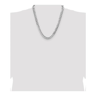 Sterling Silver 7.9mm Diamond-Cut Flat Pave Curb Chain – view 4