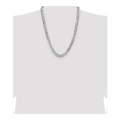 Sterling Silver 7.9mm Diamond-Cut Flat Pave Curb Chain – view 4