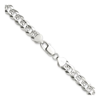 Sterling Silver 8.25mm Diamond-Cut Flat Pave Curb Chain – view 3