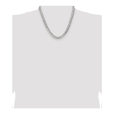 Sterling Silver 8.25mm Diamond-Cut Flat Pave Curb Chain – view 4