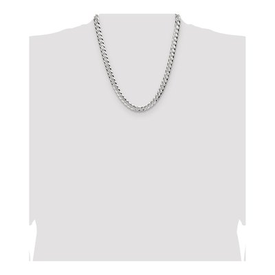 Sterling Silver 8.25mm Diamond-Cut Flat Pave Curb Chain – view 4