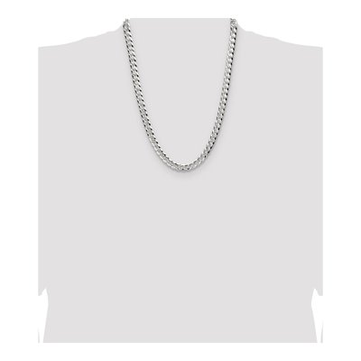 Sterling Silver 8.25mm Diamond-Cut Flat Pave Curb Chain – view 4