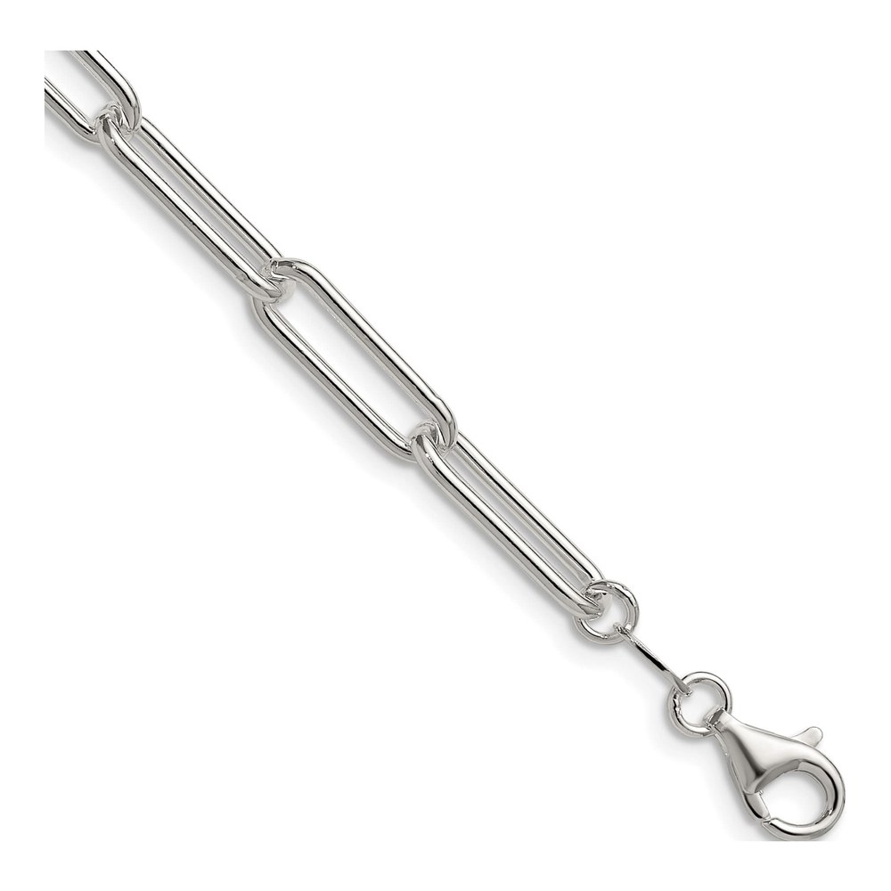 20 Inch Sterling Silver Polished 5.5mm Paperclip Chain Necklace with Lobster Clasp