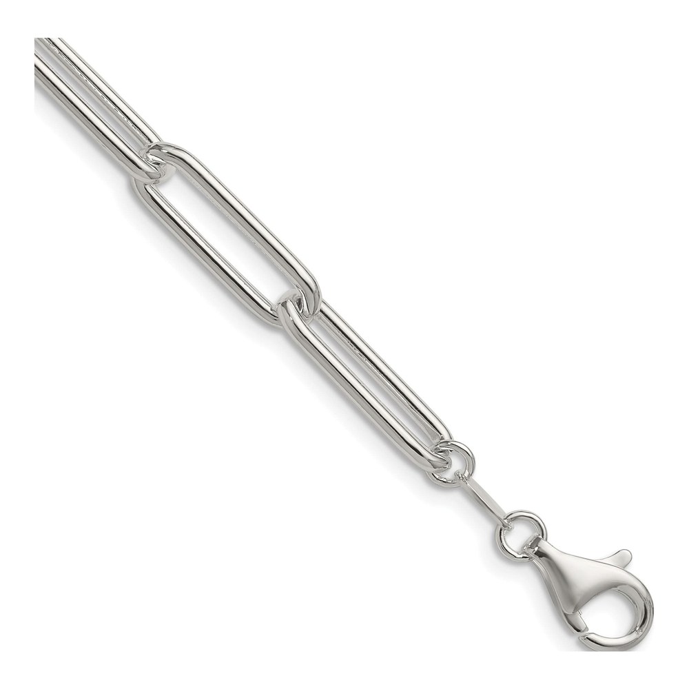 18 Inch Sterling Silver Polished 6.5mm Paperclip Chain Necklace with Lobster Clasp