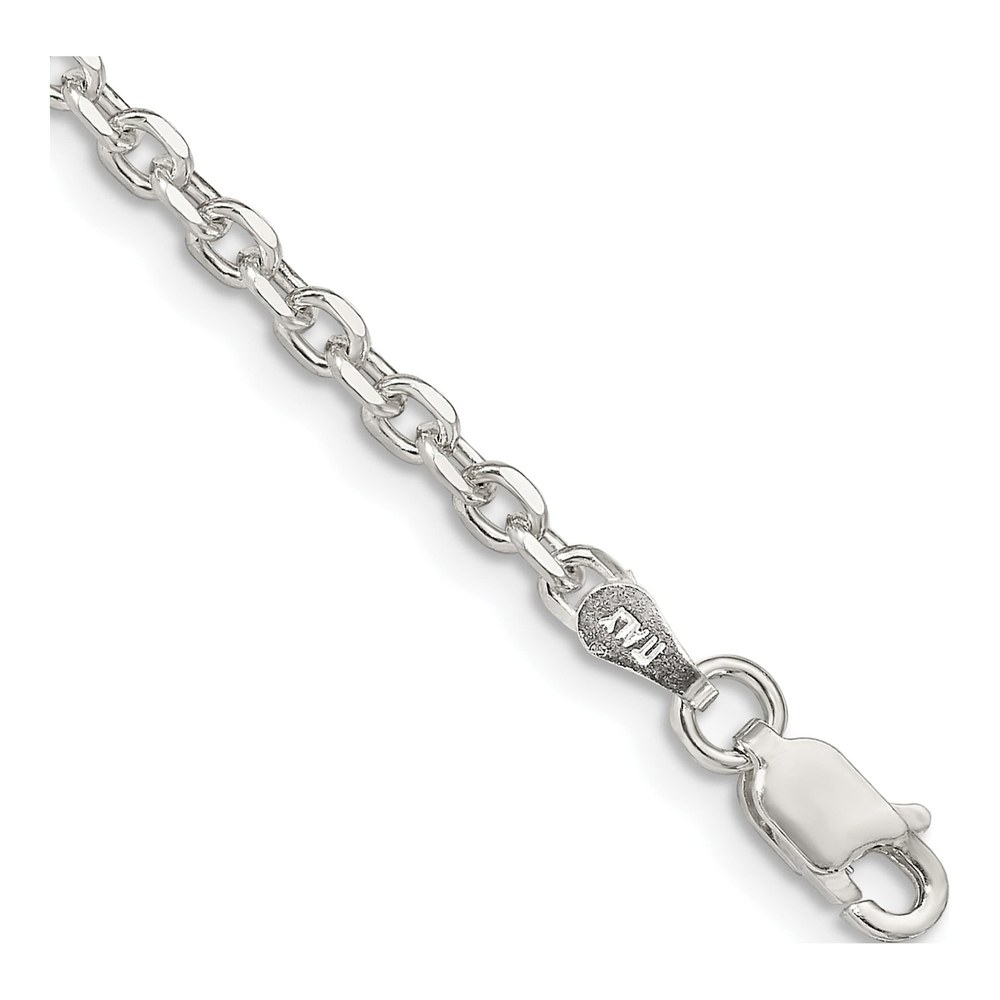 8 Inch Sterling Silver 2.75mm Diamond-Cut Forzantine Cable Chain Bracelet with Lobster Clasp
