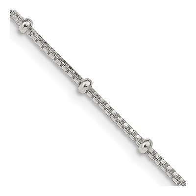 Sterling Silver 1.25mm Beaded Box Chain