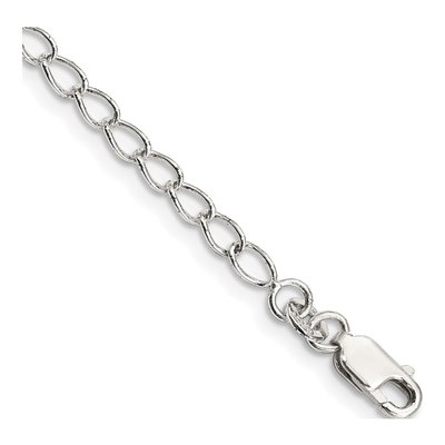Sterling Silver 3mm Round Open Curb Chain Anklet