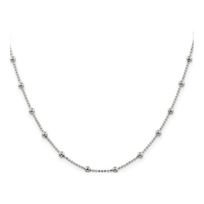 Sterling Silver 1.15mm Diamond-Cut Beaded Chain – view 2
