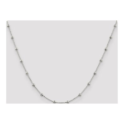 Sterling Silver 1.15mm Diamond-Cut Beaded Chain – view 4