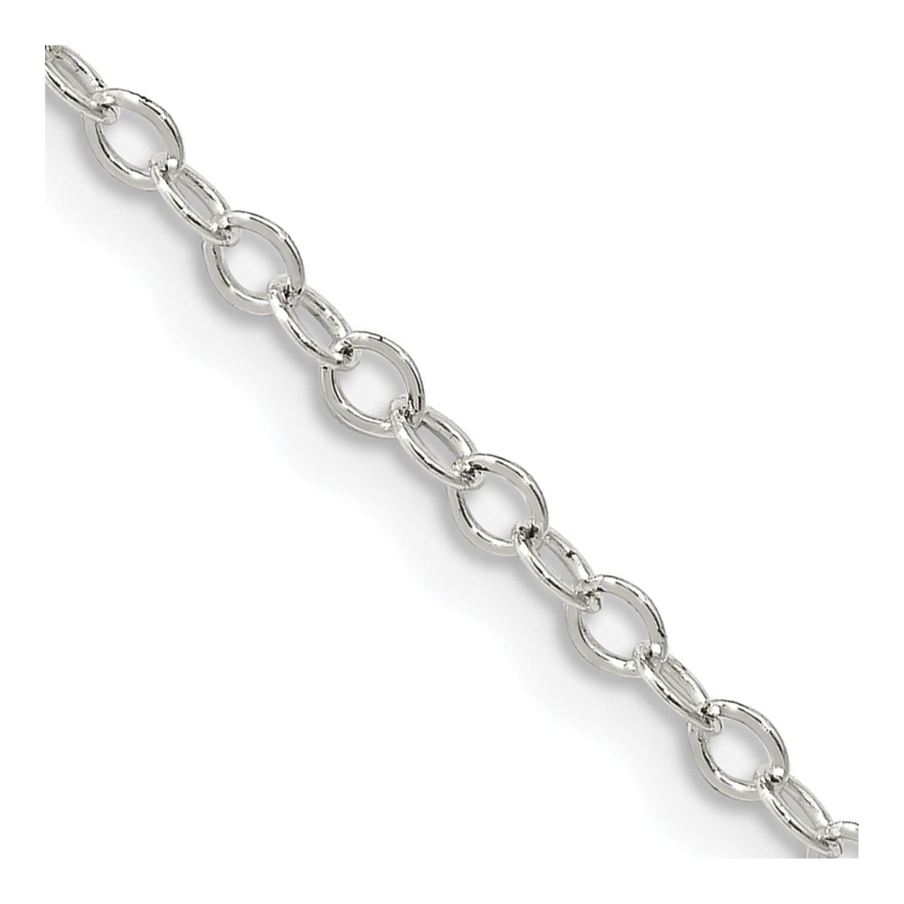 24 Inch Sterling Silver 2.5mm Flat Open Oval Cable Chain Necklace with Lobster Clasp