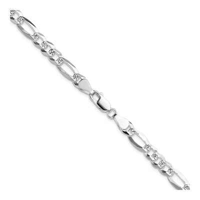 Sterling Silver 6.1mm Diamond-Cut Flat Pave Figaro Chain – view 3