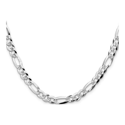 Sterling Silver 6.1mm Diamond-Cut Flat Pave Figaro Chain – view 2