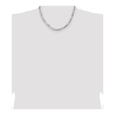 Sterling Silver 6.1mm Diamond-Cut Flat Pave Figaro Chain – view 4