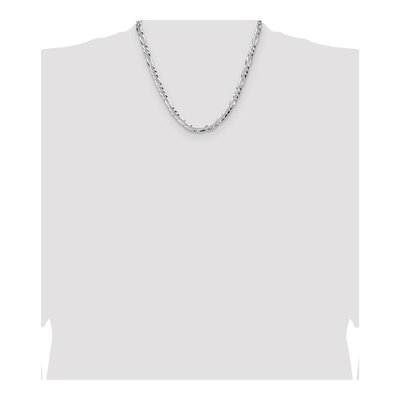 Sterling Silver 6.1mm Diamond-Cut Flat Pave Figaro Chain – view 4