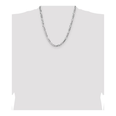 Sterling Silver 6.1mm Diamond-Cut Flat Pave Figaro Chain – view 4