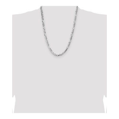 Sterling Silver 6.1mm Diamond-Cut Flat Pave Figaro Chain – view 4