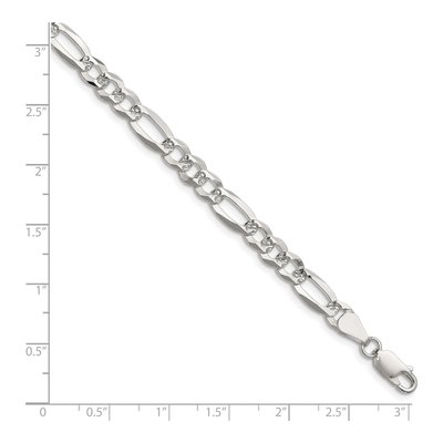 Sterling Silver 6.1mm Diamond-Cut Flat Pave Figaro Chain Bracelet – view 2