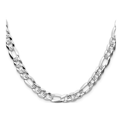 Sterling Silver 7mm Diamond-Cut Flat Pave Figaro Chain – view 2