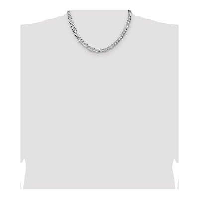 Sterling Silver 7mm Diamond-Cut Flat Pave Figaro Chain – view 4